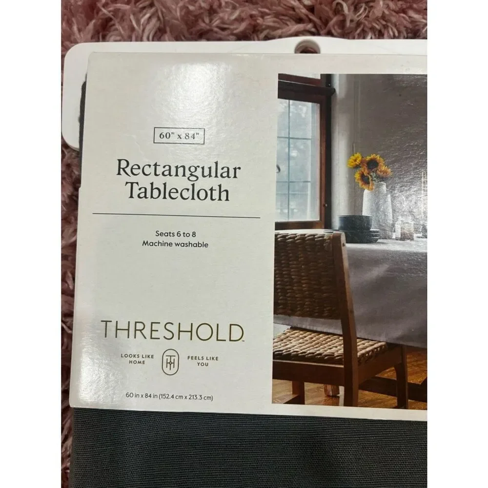 Threshold Charcoal Gray Solid Tablecloth - Rectangular Dining Cover
